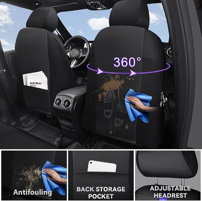 CAR PASS Nappa Leather Two Front Car Seat Covers, Water Resistant Faux PU Leather Seat Covers, 3D Foam Support Automotive Seat Covers Comfortable & Durable Universal Fit for Cars SUV Truck, Black Red