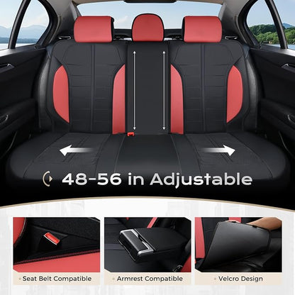 Coverado Seat Cover, Car Seat Cover Full Set, 3D Air Mesh Breathable Seat Protectors Sports Carbon Fiber Design Airbag Compatible Comfort Universal for Most Cars, Van,Trucks, SUV, Black&Wine