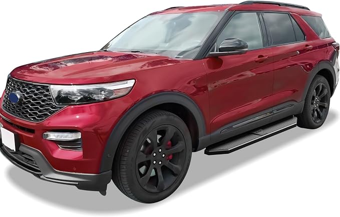 APS 6-inch (Black Stainless Steel Powder Coated Flat Style) Running Boards Side Bars Side Steps Compatible with Ford Explorer 2020-2026 Sport Utility 4-Door