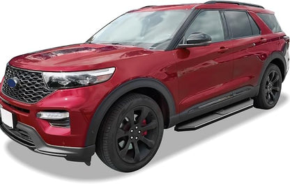 APS 6-inch (Black Stainless Steel Powder Coated Flat Style) Running Boards Side Bars Side Steps Compatible with Ford Explorer 2020-2026 Sport Utility 4-Door