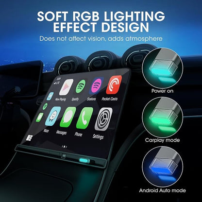 2in1 Mini Wireless Carplay Adapter for Apple iPhone & Android Auto,Plug in Auto Play Wired to Wireless Small Dongle Car Adapter for Cars 2016+ Toyota/Honda/Cadillac/Ford/Chevrolet/Jeep