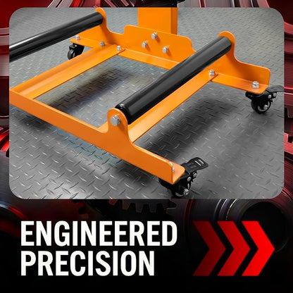 Rolling Wheel Detailing Stand – Heavy-Duty Tire Cleaning and Polishing Roller with 3-Way Rotating Rollers for Ceramic Coating, Tire Shine, Car Wheel Wash – Garage Accessory for Auto Detailers