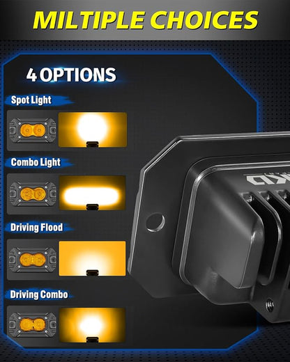 Amber Flush Mount LED Pods, AKD Part Spot CREE LED Flush Mount Fog Lights 40W Amber Chase Lights Bumper Driving Backup Reverse Light Pods for Trucks Pickup SUV UTV ATV Snowmobile