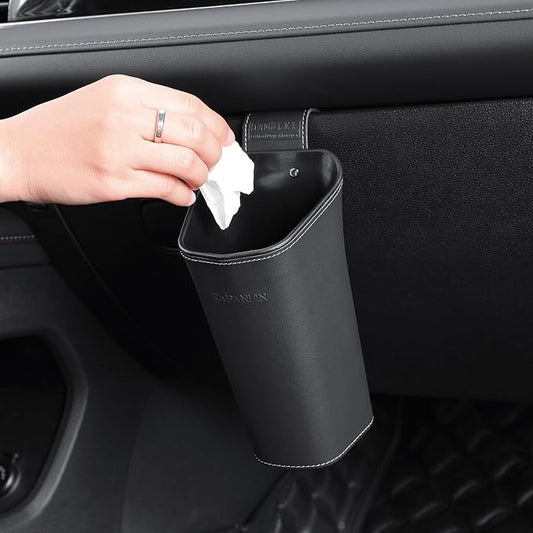 Car Trash Can Backseat Front Back Seat Door Center Console Armrest Passenger Glovebox Organization Storage Trash Bin Cute Black Mini Small Garbage Can Umbrella Holder (Glovebox)