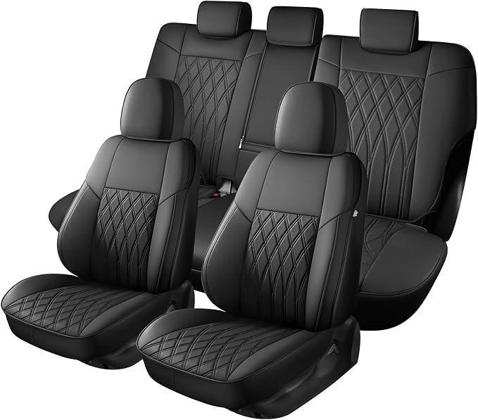 FREESOO Custom Seat Covers for Toyota RAV4 2013 2014 2015 2016 2017 2018, RAV4 Leather Car Seat Covers Interior, RAV 4 SUV Accessories Full Set LE XLE Limited SE Platinum Adventure(No Hybrid), Black