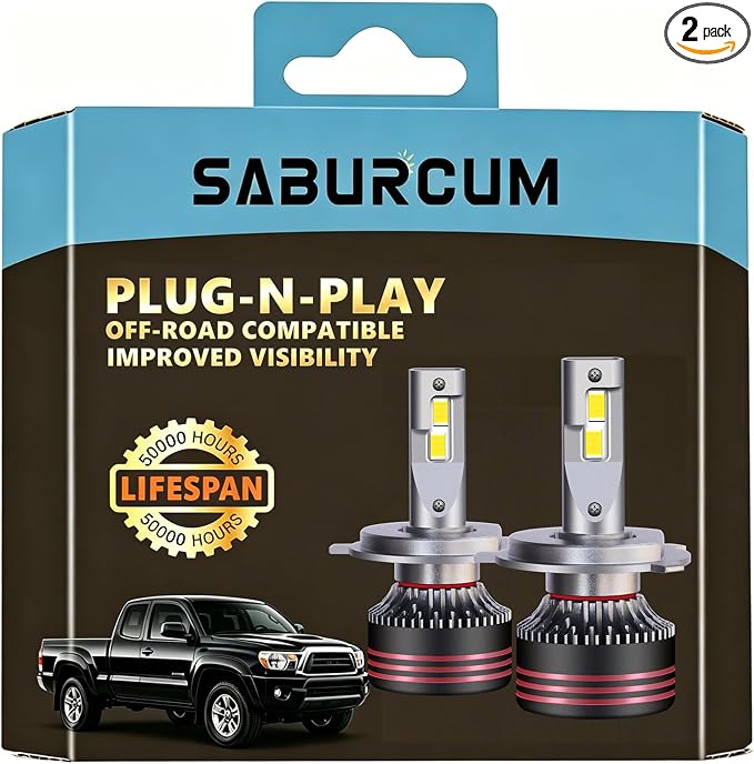 1997-2015 Toyota Tacoma Light Bulbs,6000K White,40000LM,Pack of 2 | H4/9003 Hi-Lo Beam, 1:1 as Stock, Powersports offroad Compatible, Fog Lights, Direct Replacement, Plug-N-Play