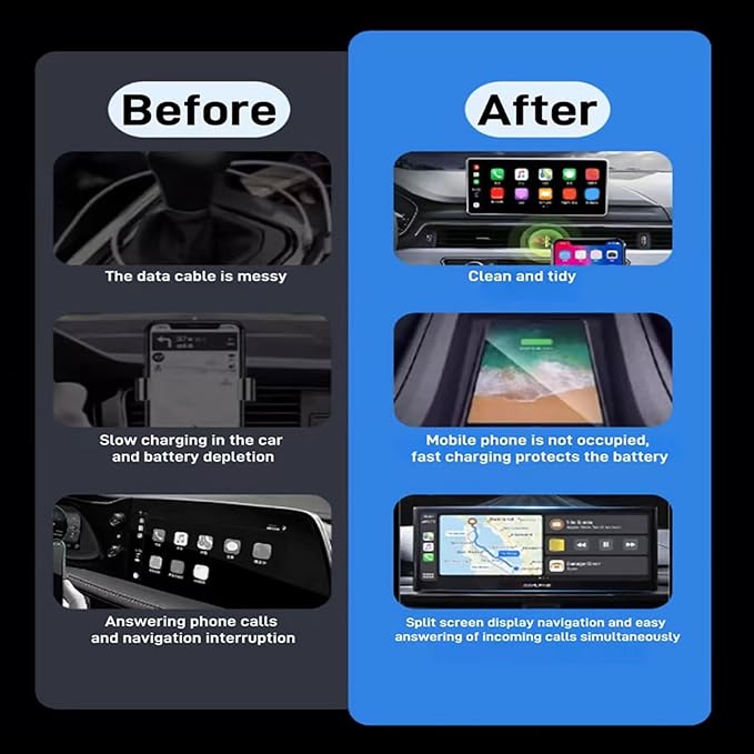 2 in 1 Wireless CarPlay Adapter, Wired to Wireless Converter for CarPlay and Android Auto, Bluetooth 5.0 WiFi Plug and Play Car Dongle CP508A (CP508D)