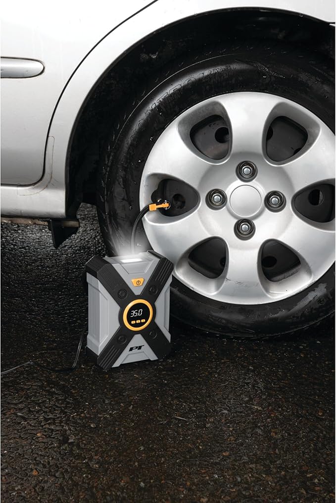 Performance Tool E00014 44 pc. Premium Roadside Assistance Kit, Featuring Vortex 12V Digital Tire Inflator, Booster Cables, Tow Rope, Shovel, First Aid Kit, Safety Triangles, Tool Kit and Case