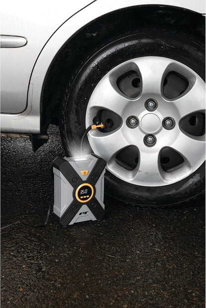Performance Tool E00014 44 pc. Premium Roadside Assistance Kit, Featuring Vortex 12V Digital Tire Inflator, Booster Cables, Tow Rope, Shovel, First Aid Kit, Safety Triangles, Tool Kit and Case