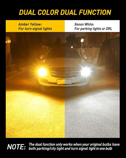 AUXITO 3157 Switchback LED Turn Signal Bulbs, 3157 LED Bulb White and Amber Dual Color 3057 3457 4157 LED Bulbs with 3030 Chipsets for Turn Signal Lights Parking Lights Tail Lights, (Pack of 2)