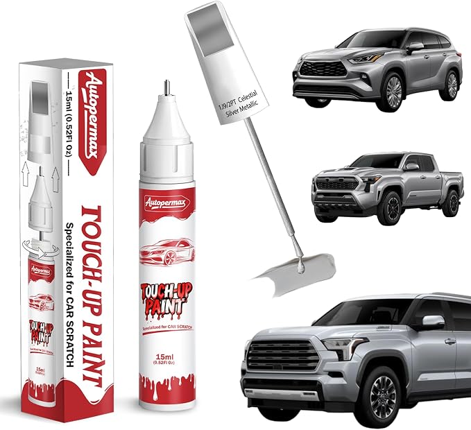 1J9/2PT Celestial Silver Metallic Car Touch Up Paint for Toyota, Color Accurate Two-In-One Car Paint Scratch Repair Pen, Professional Scratch Remover for Vehicles Chips and Nicks Scuff