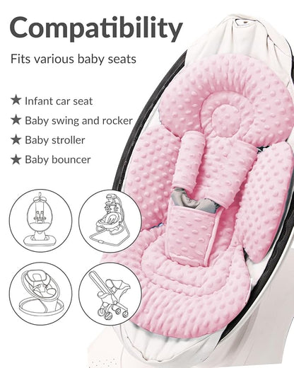 Generic Infant Insert Compatible with Mamaroo Swing & Graco Swing and Infant Car Seat, Newborn Insert Baby Head Body Support, Reversible Design, Breathable Soft Fabric, 1Pcs - Dots, Pink