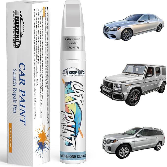 775/9775 Iridium Silver Metallic Car Touch Up Paint for Mercedes-Benz, Color Match Auto Paint Repair Pen,Professional Car Scratch Repair Remover Pen Quick & Easy to Use
