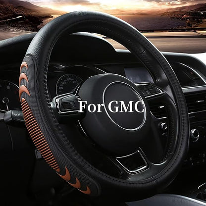 Yangday Leather Steering Wheel Cover for GMC Sierra 1500 2500 3500, 14.5-15 inches Car Steering Wheel Cover with Anti-Slip Massage Particle (Brown)