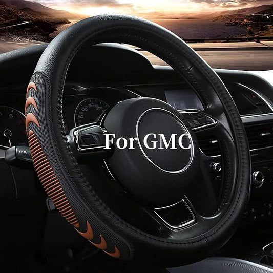 Yangday Leather Steering Wheel Cover for GMC Sierra 1500 2500 3500, 14.5-15 inches Car Steering Wheel Cover with Anti-Slip Massage Particle (Brown)