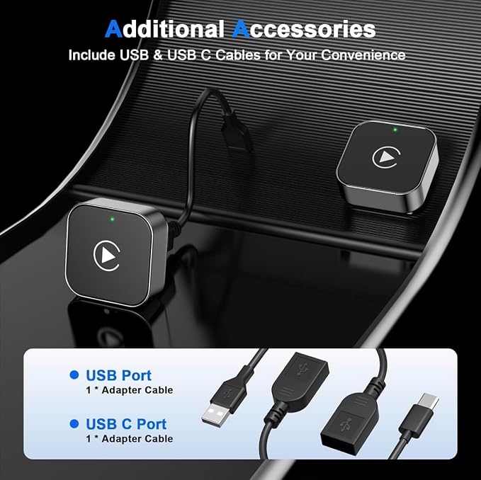 Wireless CarPlay Adapter2026 Upgraded – Suitable for Apple iPhone & Android, with Compact Size, Plug-and-Play Convenience, and Fast, Stable Connection for CarPlay & Android Applications