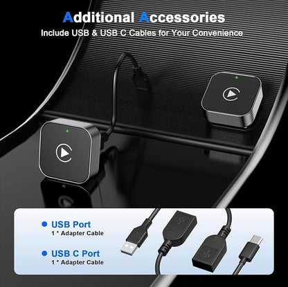 Wireless CarPlay Adapter2026 Upgraded – Suitable for Apple iPhone & Android, with Compact Size, Plug-and-Play Convenience, and Fast, Stable Connection for CarPlay & Android Applications