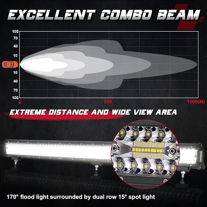 OFFROADTOWN 30inch LED Light Bar 660W LED Driving Light Spot Flood Combo Beam Off Road LED Lights Waterproof Bumper Light for Truck Pickup Toyota Chevy Ram UTV Polaris Can Am