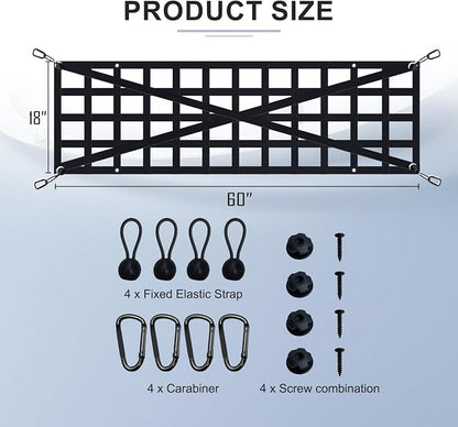 Tailgate Net - for Full Size Truck Cargo Net Compatible with Ford, Chevy, Dodge,Ram etc - Tail Gate Extender Nets for Pickup Truck Bed Accessories (59"x18")