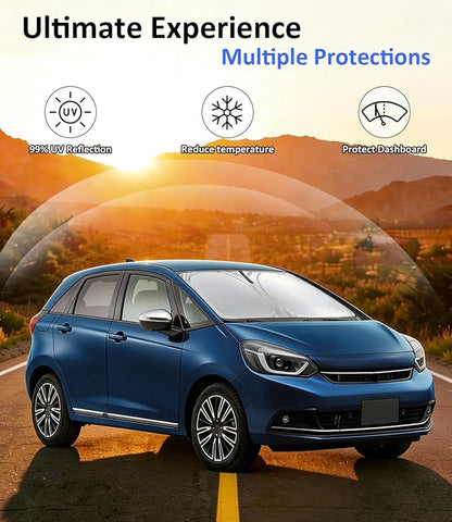 Windshield Sun Shade for Honda Fit 2007-2024, Car Front Window Sunshade with 240T Sun Visor Protector Blocks UV Rays Heat Sun Shield Accessories