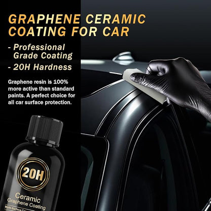 Ceramic Coating for Cars, 20H High-Grade Graphene Coating for Automobiles, Complete Detailing Kit, 10+ Years of Lasting Defense, Intense Glossy Look, Use After Washing & Polishing, 70ml