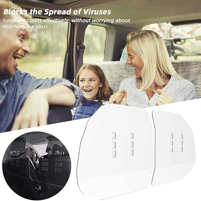 Car Taxi Partition Sneeze Guard, Transparent Plexiglass Barrier with Hook and Loop Strap Acrylic Partition Isolation Protective Shield