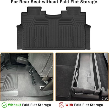 KUST Floor Mats for 2015-2026 Ford F-150/F150 Lightning SuperCrew Cab (Only for Rear Seat Without Under-Seat Fold Flat Storage), All Weather Car Mats for F150 Accessories TPE Rubber Raised Edge