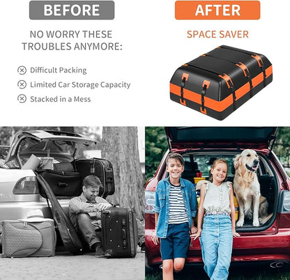 21 Cu Ft Waterproof Car Rooftop Cargo Bag Heavy Duty 840D Roof Top Carrier with Anti-Slip Mat, Luggage Lock, 6 Door Hooks for SUVs, Sedans, Minivans – Perfect for Road Trips, Camping, Outdoor Travel