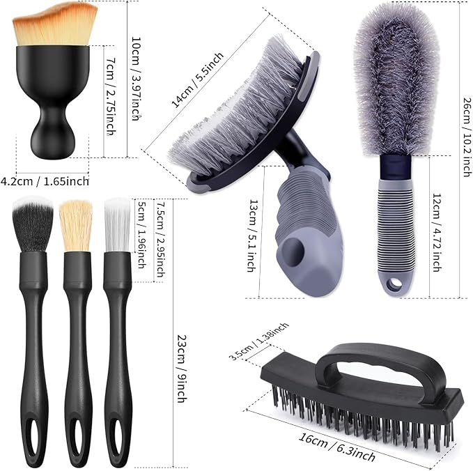 7pcs Car Detailing Brush Kit , Drill Brush Attachments Set, Soft Bristle Car Detailing Cleaning Brushes, Wire Brush Set for Wheel Tire Cleaning, Washing & Cleaning for Wheels, Vehicles & Auto Interior