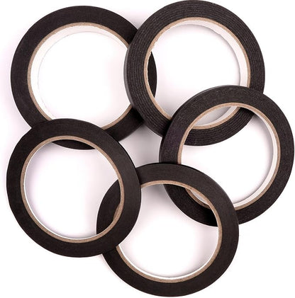 5 Rolls Pinstripe Tape - Masking Tape 1/16", 1/8", 1/4", 1/2", 3/4" - Thin Painters Masking Automotive Tape for DIY, Car, Auto, Paint, Art, Tumblers (Black)