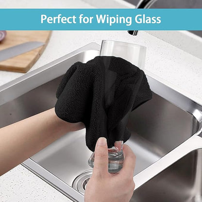 HOMEXCEL Black Microfiber Cleaning Cloth 400 Pack, Microfiber Towel for Cars, Lint Free, Scratch-Free, Highly Absorbent, and Cleaning Rags for House, Window and Glass, Cars, TV Screen 11.5 X11.5 inch