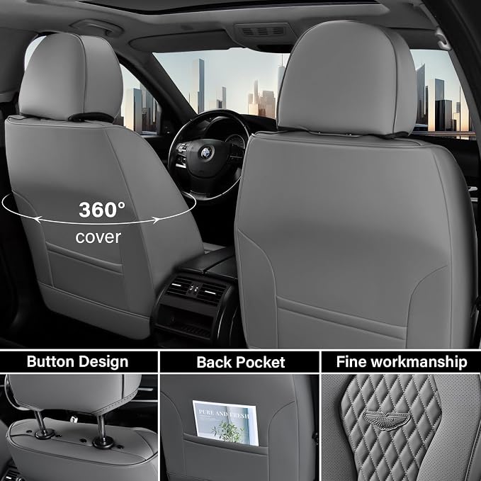 Coverado Seat Covers, Car Seat Covers Front Seats, Gray Car Seat Cover, Waterproof Car Seat Covers, Car Seat Cushion, Front Car Seat Covers Leatherette Car Seat Protector Universal Fit Most Cars