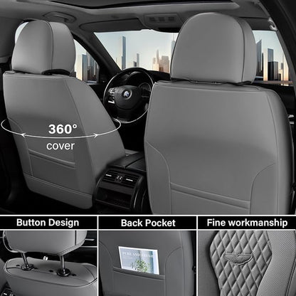 Coverado Seat Covers, Car Seat Covers Front Seats, Gray Car Seat Cover, Waterproof Car Seat Covers, Car Seat Cushion, Front Car Seat Covers Leatherette Car Seat Protector Universal Fit Most Cars