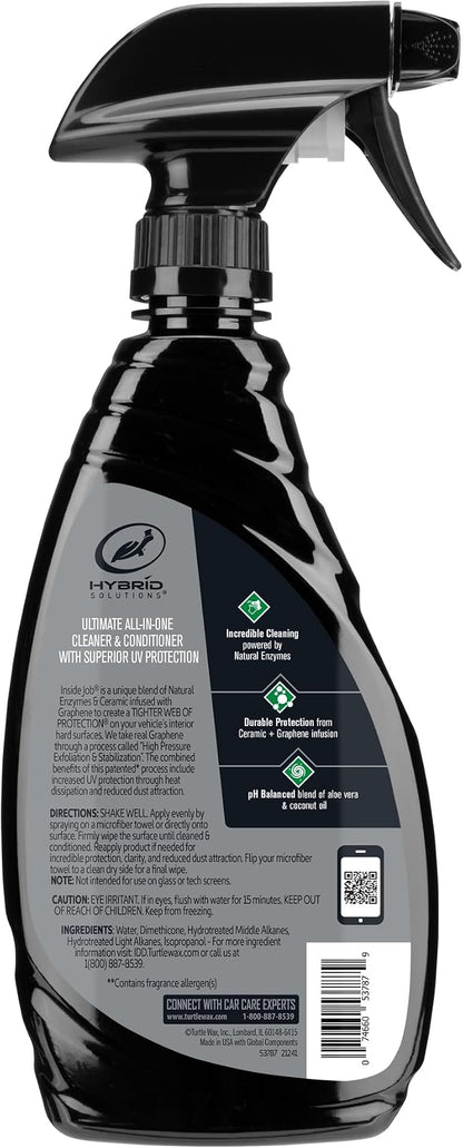 Turtle Wax Hybrid Solutions Inside Job, All Purpose Ceramic Interior Car Cleaner and Protectant, Cleans, Deodorizes and Protects Leather Car Seats, Vinyl, Rubber, and Plastic, 16 fl oz (Pack of 2)