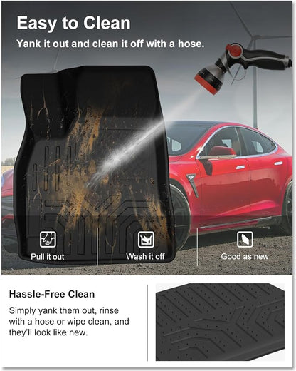 KIWI MASTER Floor Mats for 2012-2020 Tesla Model S, Custom Fit All Weather Car Mats, Heavy Duty TPE Floor Liners, Front & Rear 2 Row, Black
