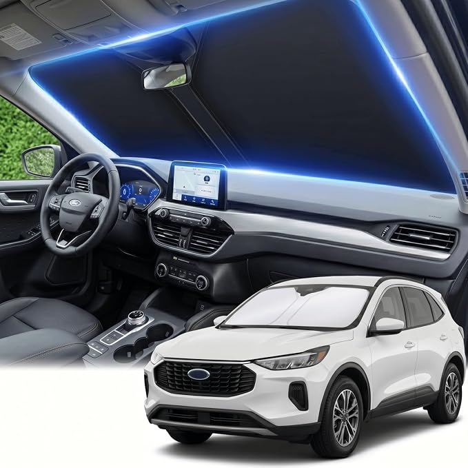 for Ford Escape Windshield Sun Shade 2020-2024 2025 2026-Front Window Shade Custom Fit Escape Accessories Sun Visor Foldable Sunshade Blocks UV Rays Summer Must Have Car Accessories