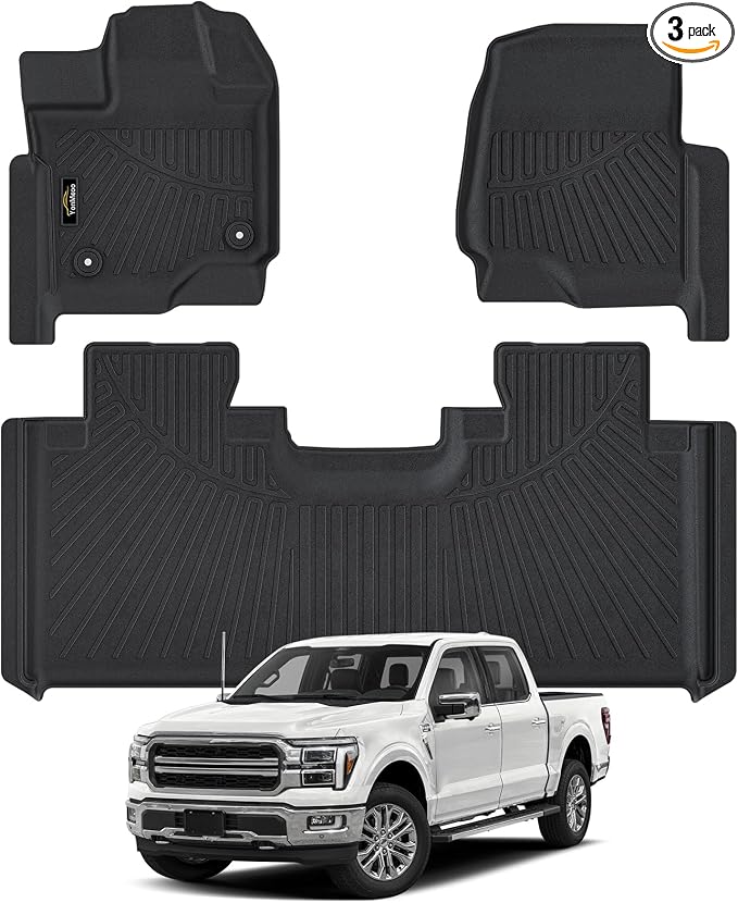 Floor Mats Custom Fit for 2015-2025 2026 Ford F150 Super Cab/Extended Cab (Not for SuperCrew Cab) All Weather TPE Rubber Floor Liners Anti-Slip Full Set for Ford F-150 SuperCab Accessories