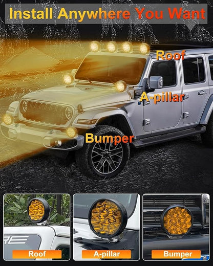 5 Inch LED Light Pods, Round Offroad Light with Amber DRL, Wide Range Flood Spot Beam LED Driving Lights for ATV UTV SUV Pickup Motorcycle - 2Pack