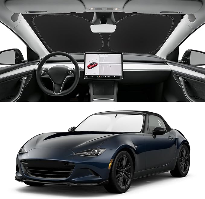 Custom Fit Windshield Sun Shade for Mazda MX-5 Miata Convertible 2016-2025, Blocks UV & Heat, Front Window Sunshade Accessories, Easy Fold & Store Keep Your Car Cooler