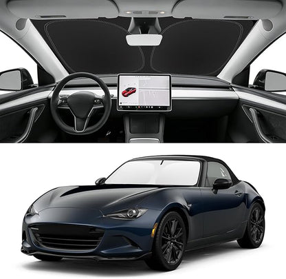 Custom Fit Windshield Sun Shade for Mazda MX-5 Miata Convertible 2016-2025, Blocks UV & Heat, Front Window Sunshade Accessories, Easy Fold & Store Keep Your Car Cooler