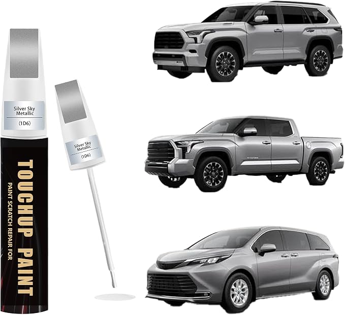 Silver Sky Metallic(1D6) Car Paint Touch Up Pen Compatible with Toyota, 2-In-1 Color Accurate Touch Up Car Scratch Repair Paint Exact Match Toyota Series Automotive Scratch Remover for Nicks&Chips Repair