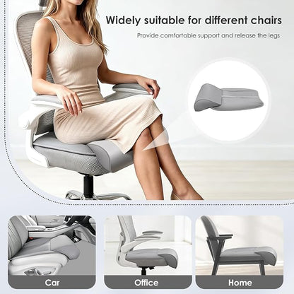 FLORICH Car Seat Extender Leg Support Cushion for Driver Seats Office Chair, Leather Memory Foam Widened seat Cushion for Long Drivers Universal Car Seat Cushion Legs Rest Pads-Light Grey