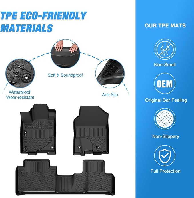 Nilight TPE Floor Mats for Acura RDX 8-Way Power Seats 2013 2014 2015 2016 2017 2018, All Weather Custom Fit Heavy Duty Floor Liners