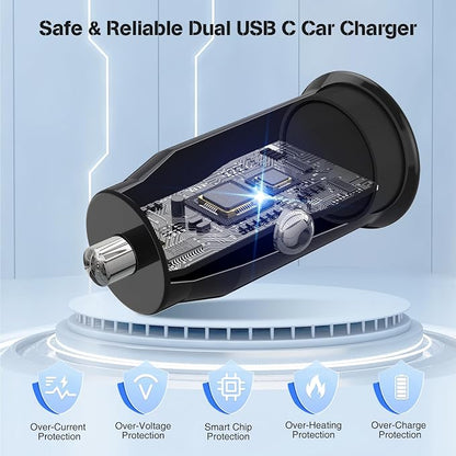 USB C Car Charger for iPhone 17 16 15 Pro Max,40W Dual Port USB-C & USB-A Car Fast Charging Adapter, 2X6FT C to C Cable & A to C Carplay Cable for iPhone 17 16 15 Series/iPhone Air,iPad,Samsung-Black