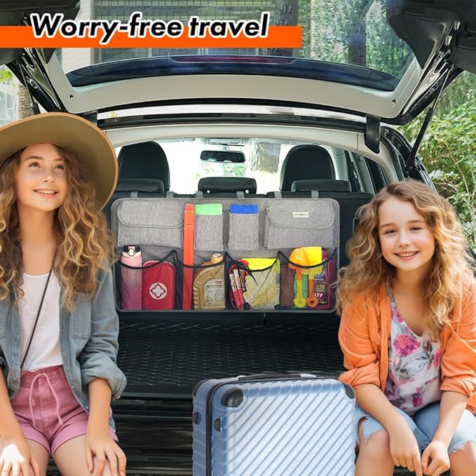 SURDOCA Car Trunk Organizer, LARGE CAPACITY Car Storage Bag with 8 Pockets, 7X Upgraded Trunk Storage Organizer for Car, SUV, Truck, MPV
