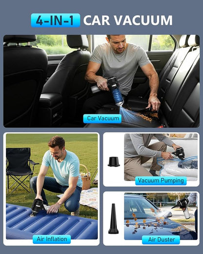 NEVERLAND Handheld Vacuum Cordless Car Vacuum - 15000PA High Power 4-in-1 Portable Foldable Small Detailing Kit, Rechargeable Hand Held Vacuum for Car Home Office