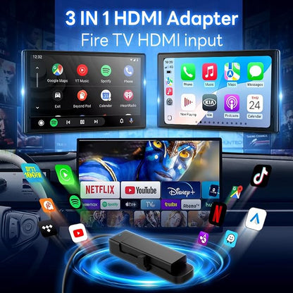Carlinkit Wireless CarPlay Adapter 3-in-1︱Designed for TV Sticks︱for Wired CarPlay Cars︱Support converting Wired CarPlay to Wireless CarPlay & Android Auto︱Support HDMI Port Fir e TV Sticks inputting