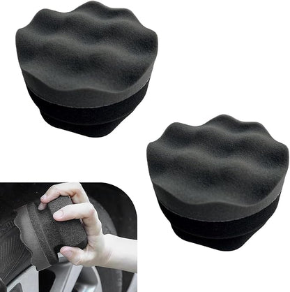 2PCS Tire Shine Applicator Pad, Reusable Foam Car Dressing Applicator Polishing Sponge Pads, Durable Hex-Grip Automotive Detailing Sponge Tool Universal for Most Vehicles