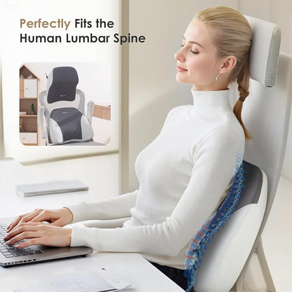 FLORICH Upgrade Lumbar Support and Car Neck Pillow, Back Support and Headrest Pillow for Car Seat Driver, Memory Foam Back Neck Support Pillow and Car Seat Lumbar Support for Car Office Chair - Gray