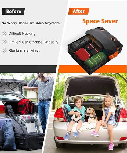 FIVKLEMNZ Rooftop Cargo Carrier - 15 Cubic Waterproof Roof Top Cargo Bag for All Cars SUVs with/Without Rack, Heavy Duty 840D Car Roof Bag with Anti-Slip Mat, 8 Reinforced Straps, 6 Door Hooks & Lock
